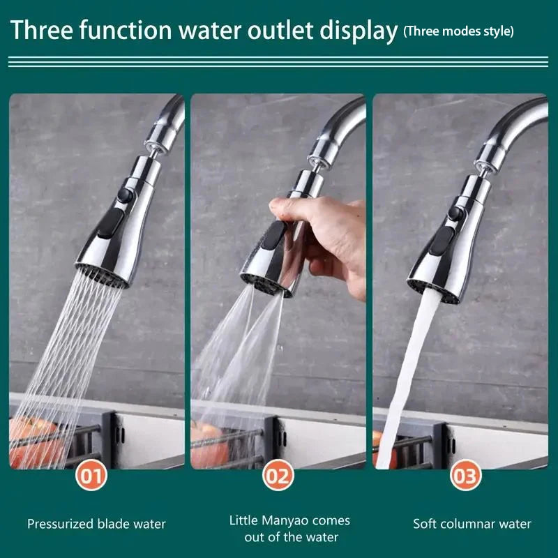 1pc Faucet Extender Metal Alloy,Three Modes,Head Water Saver Home Extended Shower Spray Filter